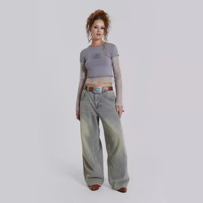 Jaded London jean 25SS spring and summer do old retro gradient washed and whitened loose thin jeans for men and women