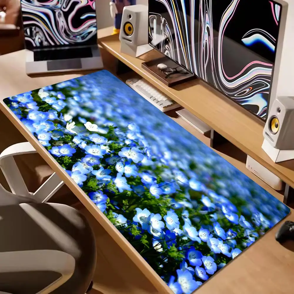 

Gaming Green Plant Flower Aesthetics Computer Mouse pad XXL Playmat Natural Rubber HD Office Carpet Computer Abstract Flower Pad