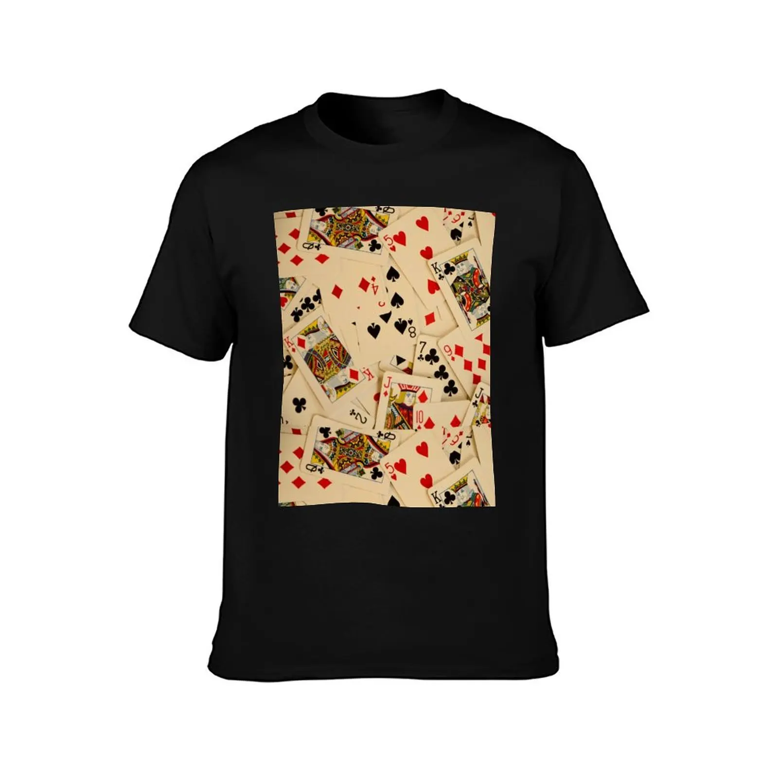Scattered Pack of Playing Cards Hearts Clubs Diamonds Spades Pattern T-Shirt Trendy Print Short Sleeve T-Shirt