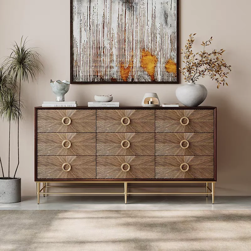 

tu-Italian luxury wood carving nine-pot cabinet, high-end villa bedroom end table, post-modern luxury porch cabinet.%