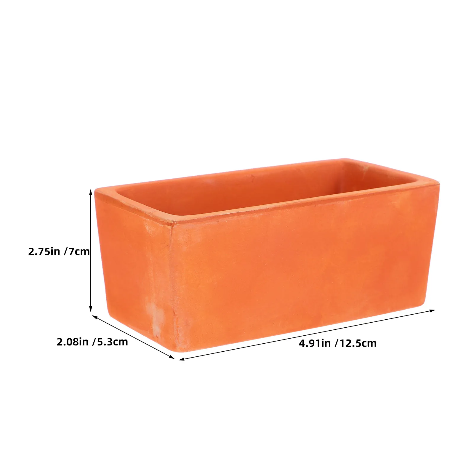 2Pcs Mini Rectangular Terracotta Planter Pots Red Clay Shallow Design 4.92x2.76x2.09in Breathable for Small Plants Cactus