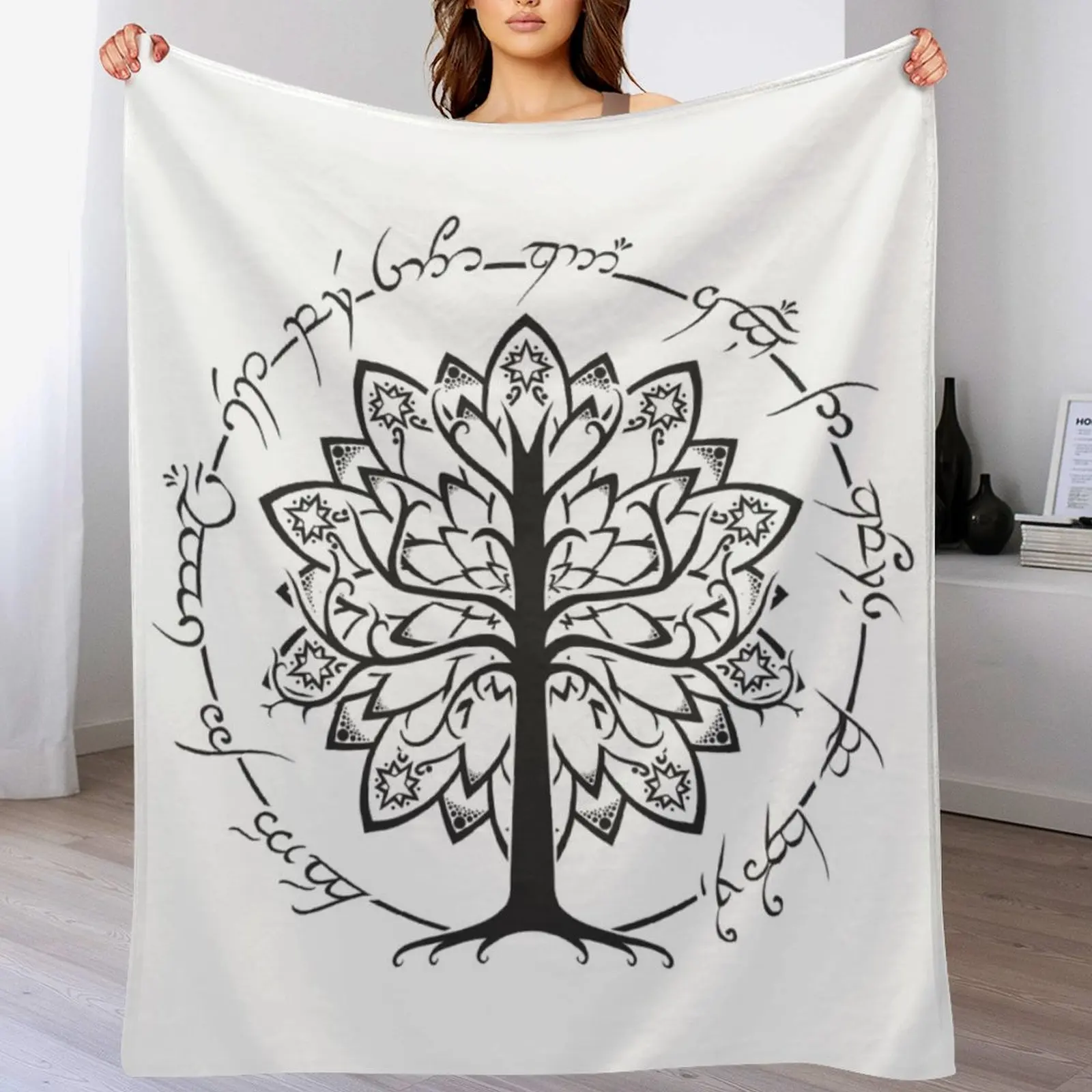 

Minimalist White Tree Throw Blanket Bed covers Vintage Tourist halloween Blankets