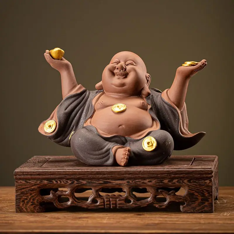 

2025 New Chinese Zen Ceramic Big Belly Maitreya Decoration Home Living Room Entrance Office Decorations