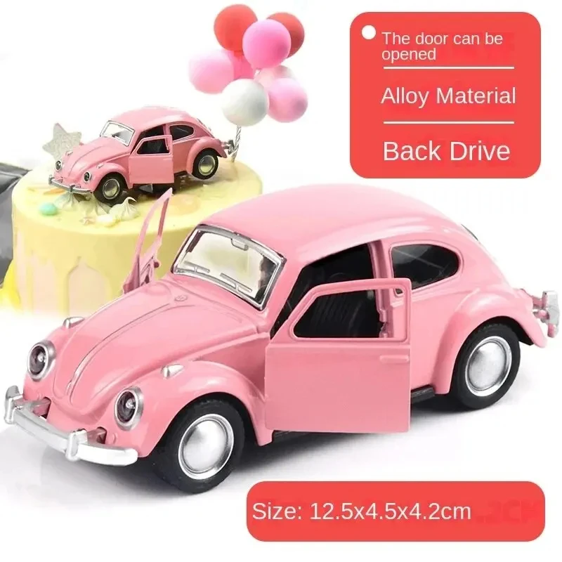 1szt Dekoracja samochodowa Akcesoria do przenoszenia dla chłopca Prezent Aluminiowy model samochodu Beetle Vintage Siła otwierania drzwi Zabawka dla dzieci