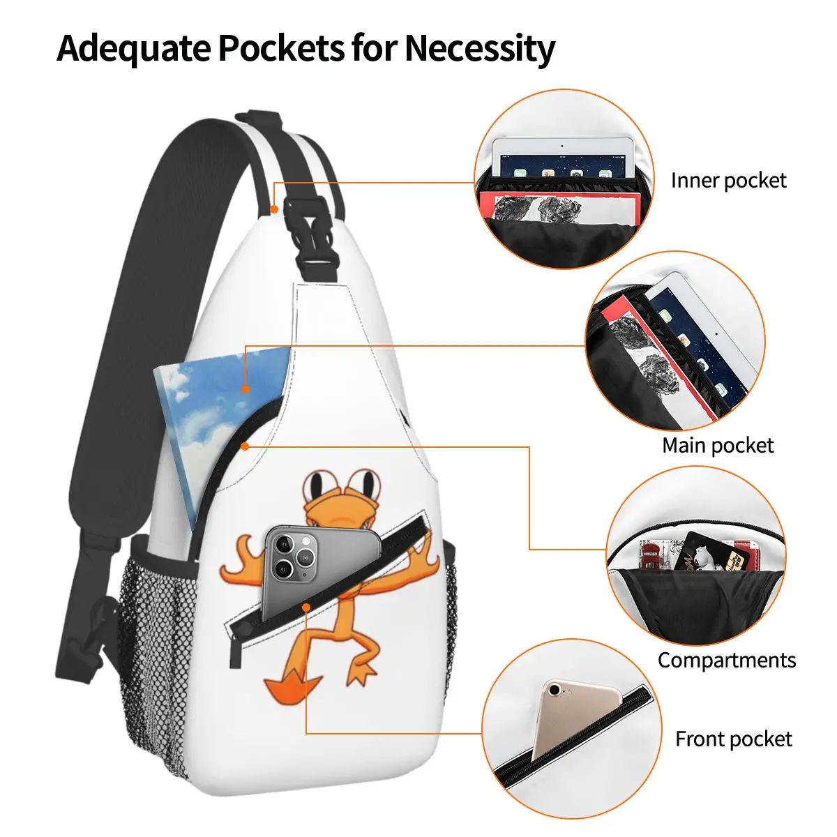 Orange Rainbow Friend Chest Bag Men Sling Crossbody Backpack Chest Bag Travel Hiking Daypack Shoulder Bag
