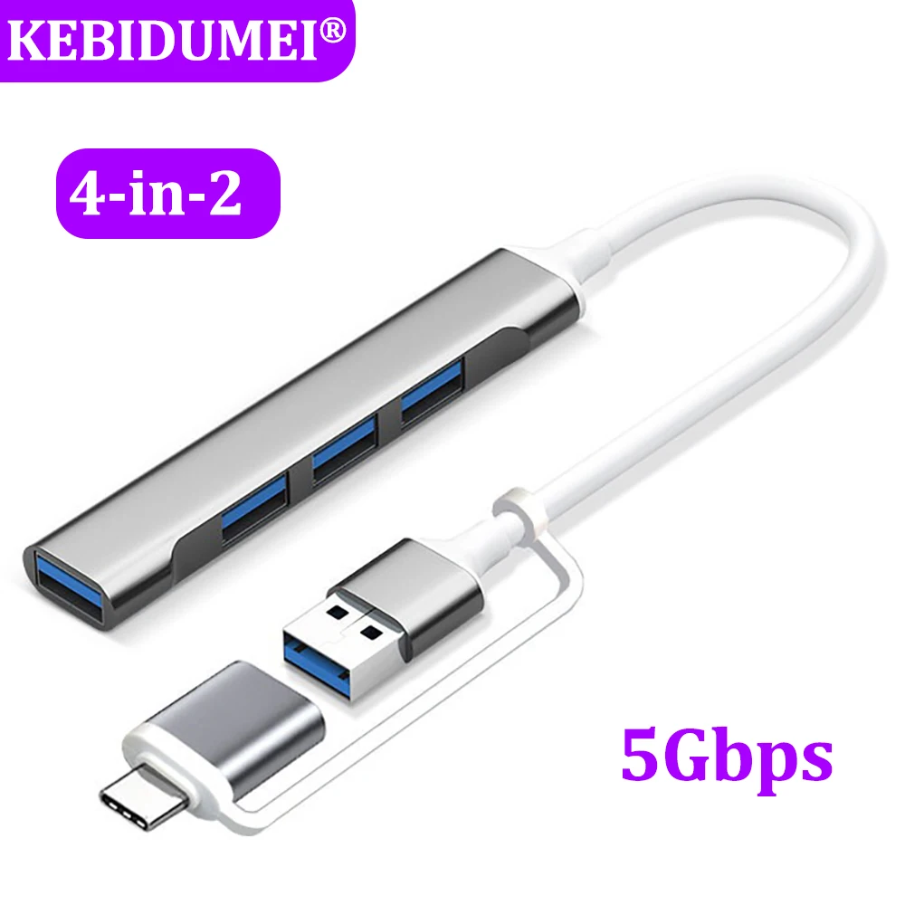 

4-IN-2 USB Hubs Type C to USB 3.0 Hubs USB C Docking Stations USB Adapter OTG 3.0 2.0 USB Splitter For Xiaomi Huawei Macbook