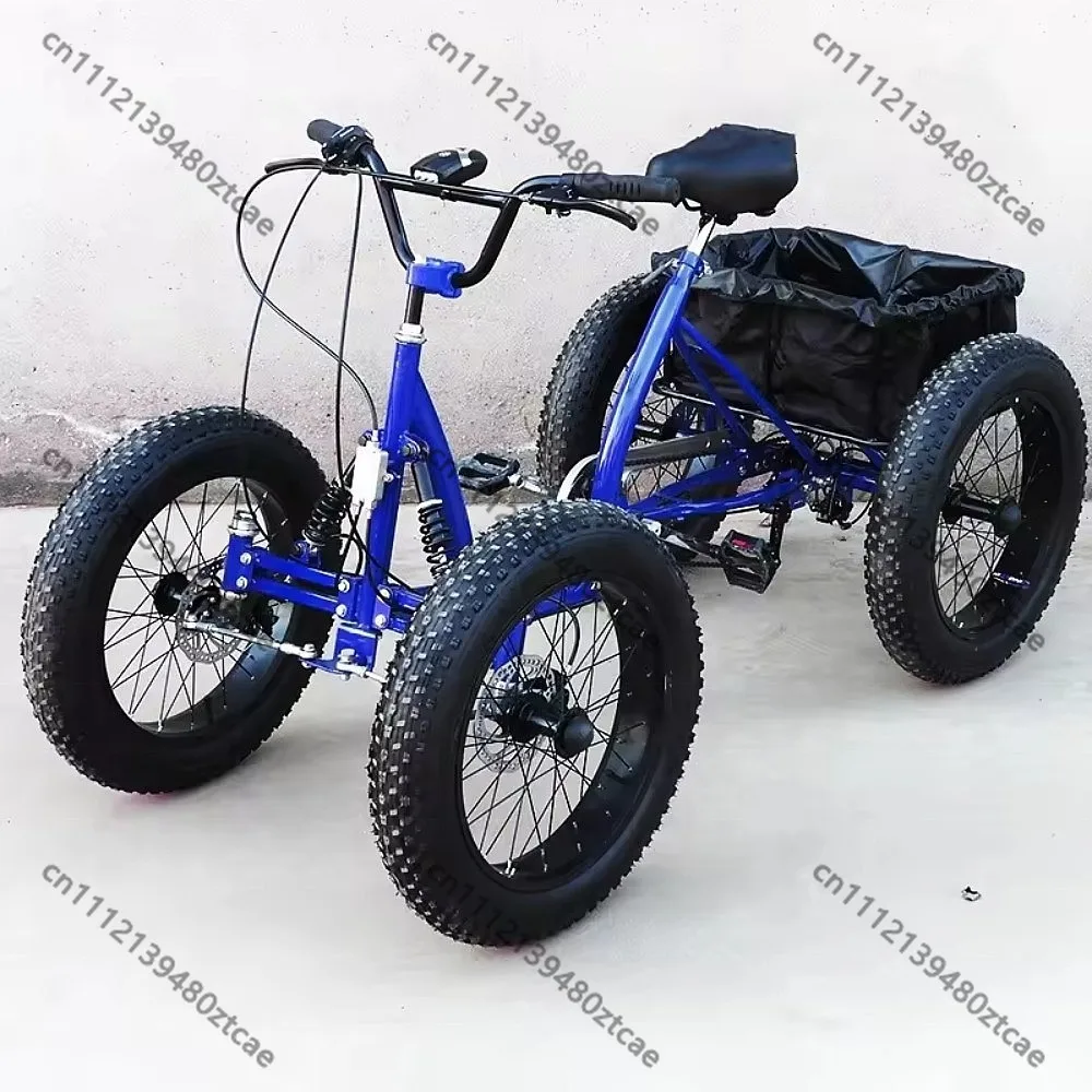 Red Black Quad Wheel Bike Large Tire Off Road Riding Bicycle