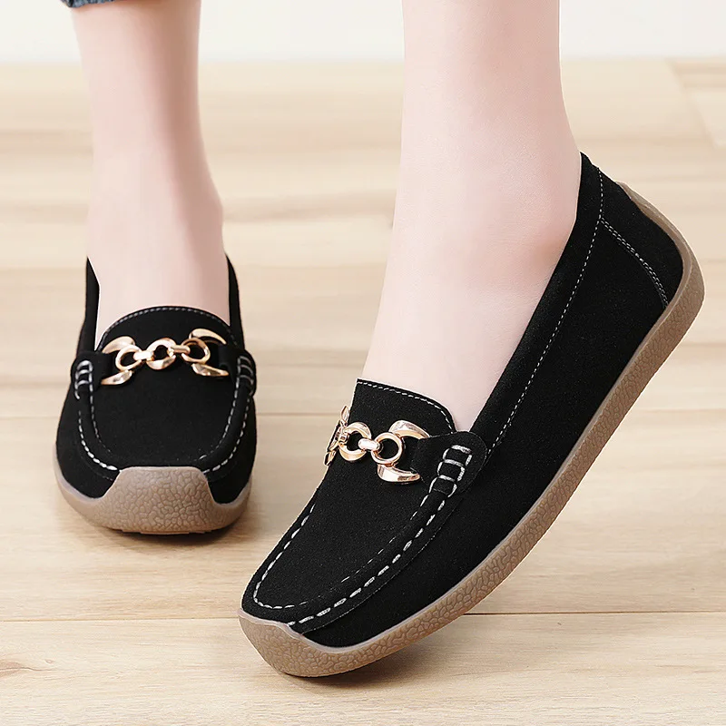 2026 New Spring and Autumn Women Flats Suede Leather Moccasins Woman Casual Shoes Slip-on Loafers Female Sneakers Zapatos Mujer