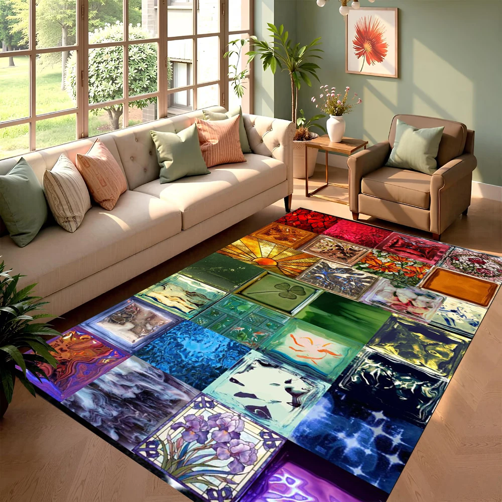 Creative Plaid Printed Carpet - Commercial Glass Printing recension och pris