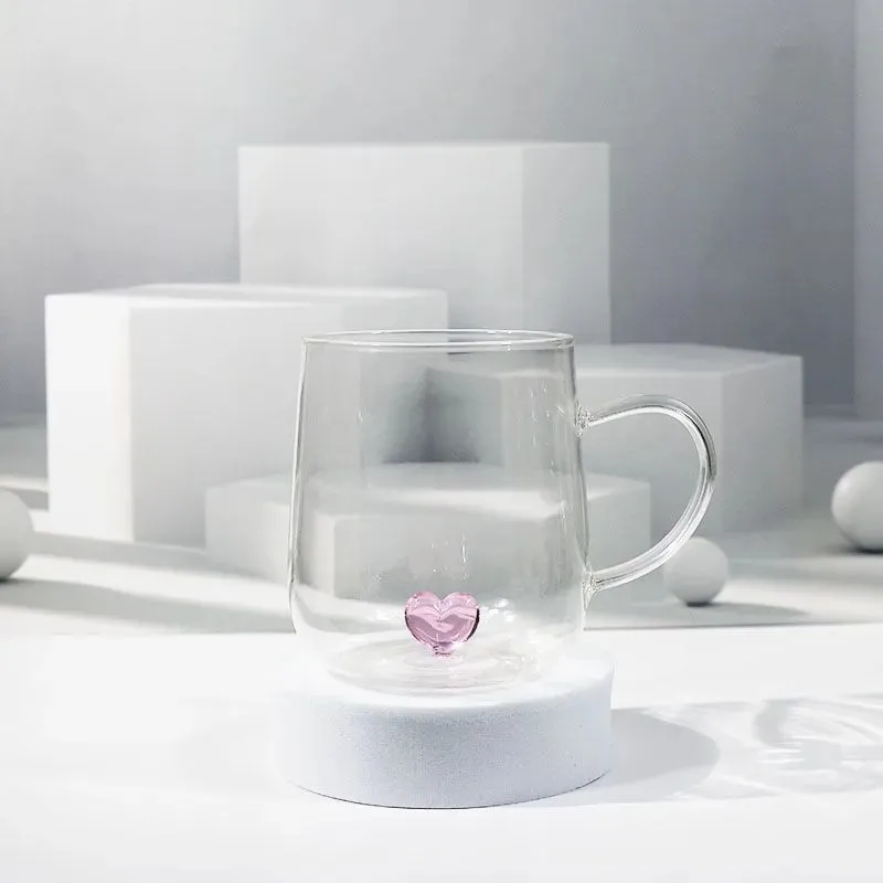 Creative Transparent Glass Cups Couple Glasses Coffee Mug Tea Cups Breakfast Latte Milk Juice Cup Cute Mugs Drinking Glasses