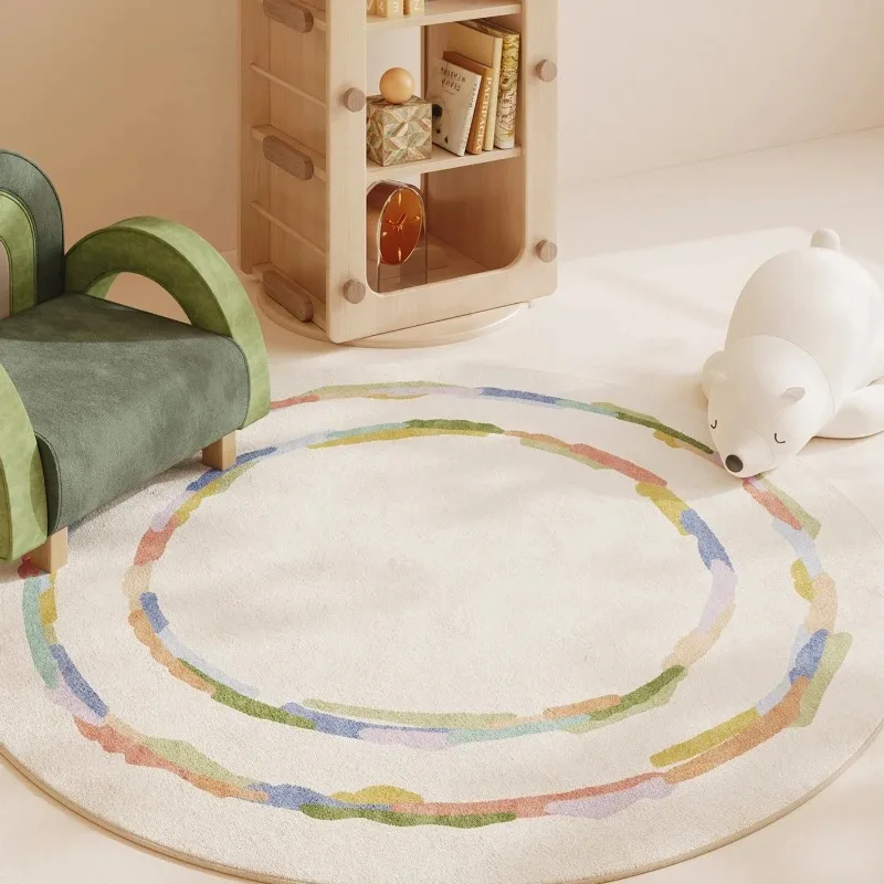 

Round Carpet Dopamine Color Bedroom Decor Cartoon Style Carpets for Living Room Fluffy Soft Children's Floor Mat Thick Plush Rug