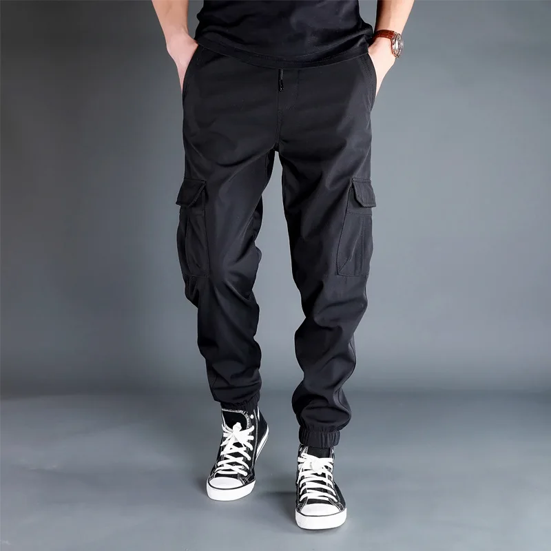 

Men’s Loose Solid Color Simple Basic Multi Pockets Casual Trendy Plus Size Thicken Jogger Trousers 2025 Male Clothes Cargo Pants