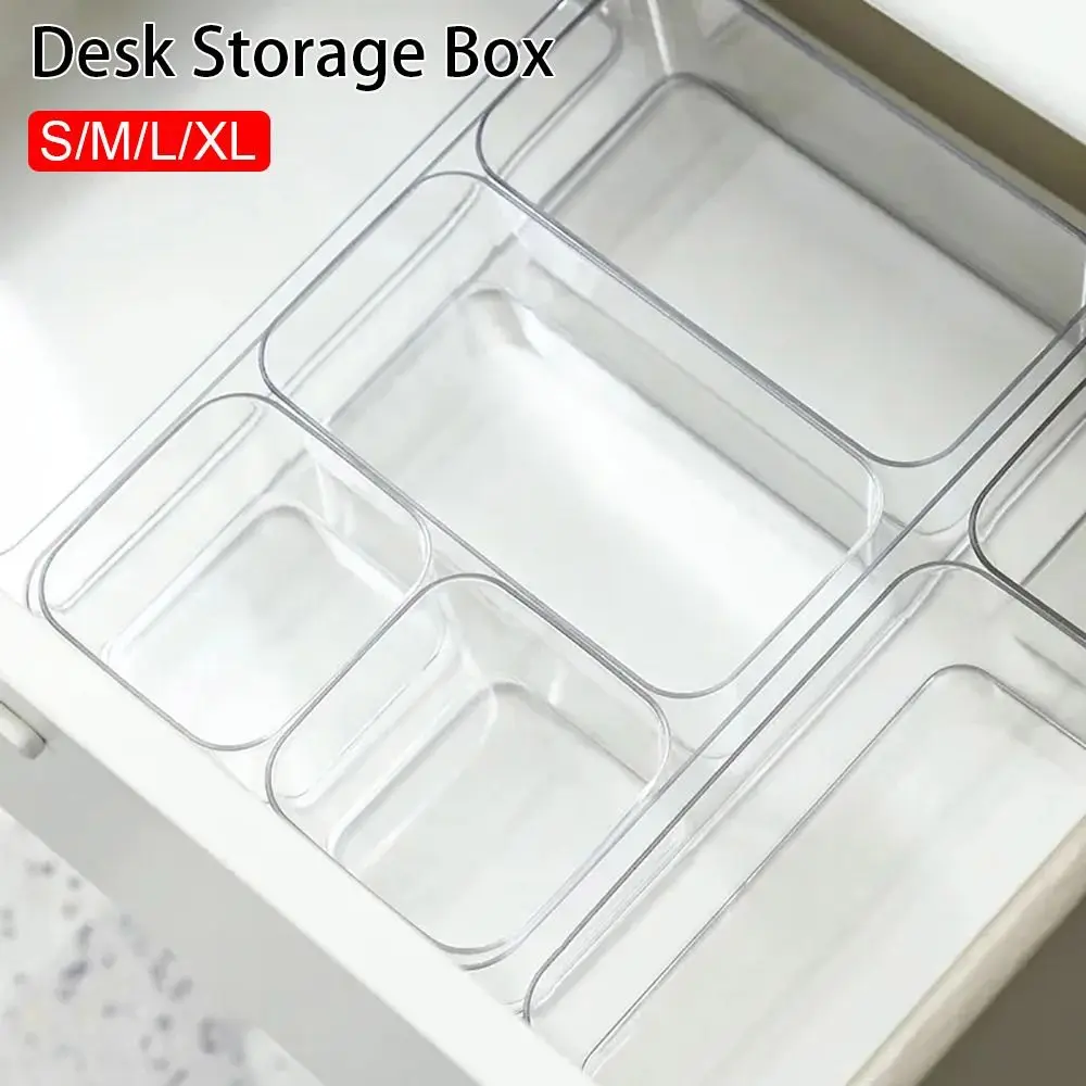 

1Pcs Durable Drawer Table Desk Storage Organizer S/M/L/XL Transparent Makeup Organizer Box Plastic Clear Jewelry Container