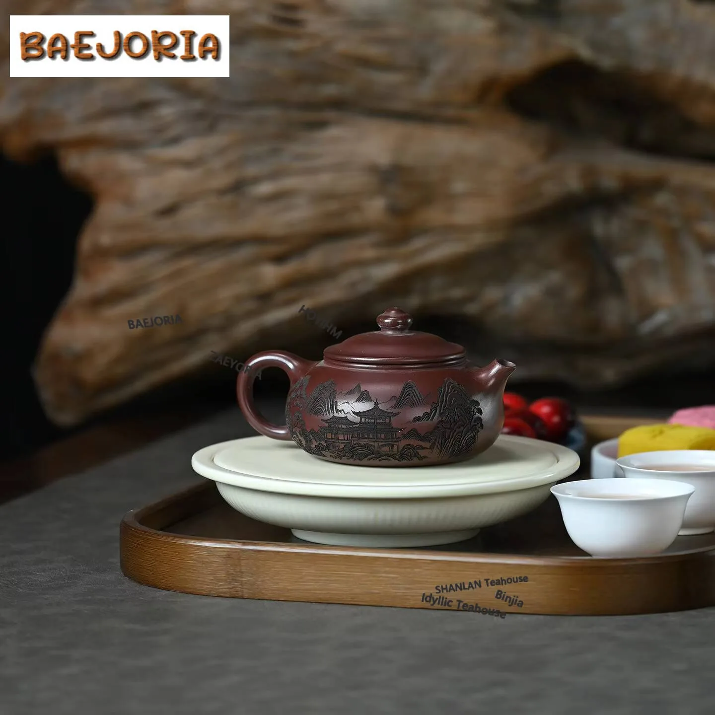 190ml Authentic Yixing Purple Clay Teapots Handmade Landscape Pot Raw Ore Dragon Blood Sand Mud Kettle Zisha Tea Set Craft Gifts view 6