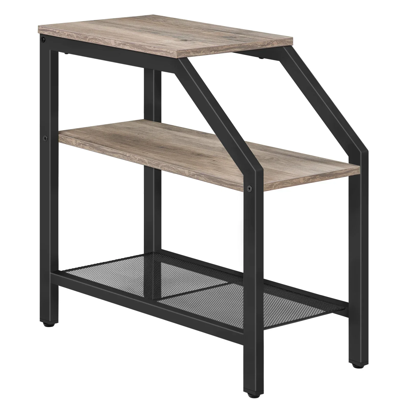 

HOOBRO Side Table Narrow End Table with 3-Tier Storage Shelves Nightstand Slim Industrial Sofa Table for Bedroom Living Room