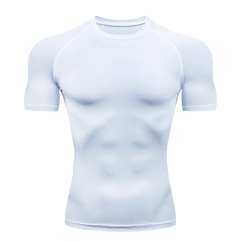 Camicie a compressione a maniche corte con stampa numero teschio per uomo T-shirt sportive estive ad asciugatura rapida T-shirt da corsa per allenamento in palestra