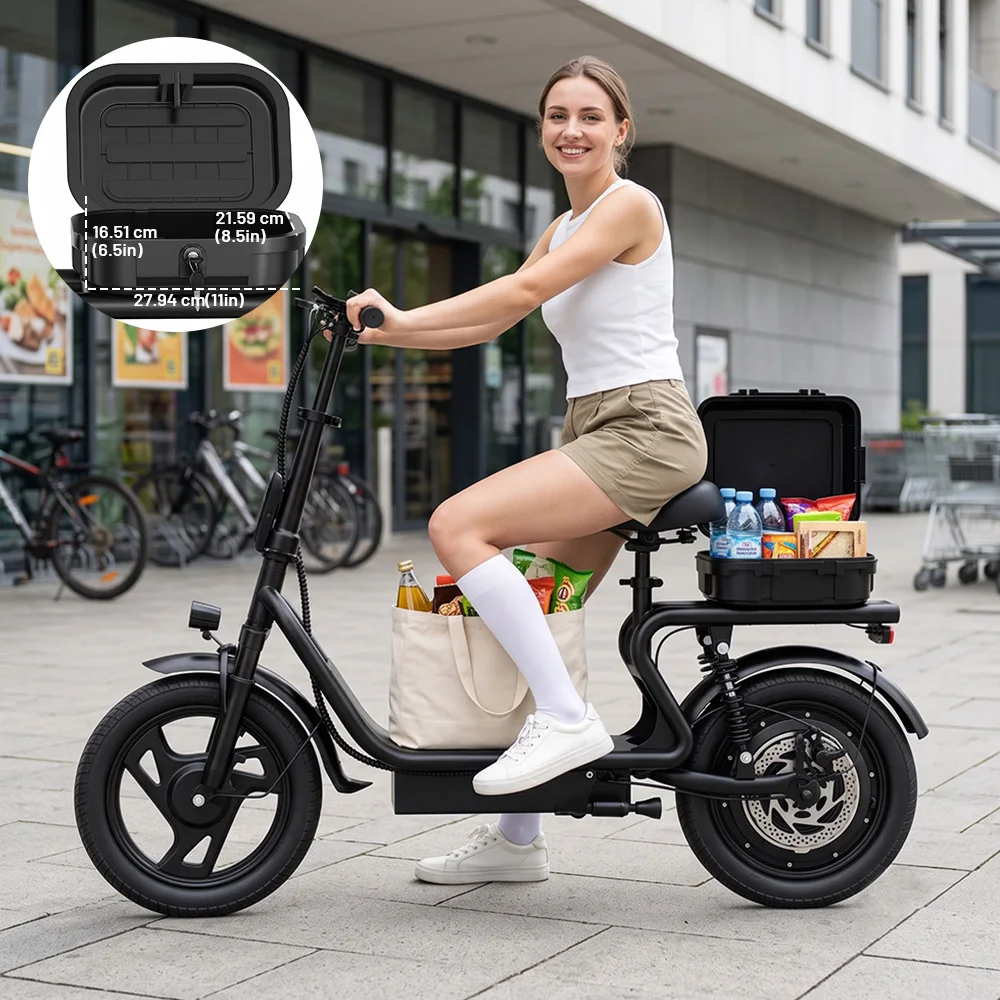 Patinete Eléctrico HEADER H1L de 500W con Asiento, Batería de 48V 10.4Ah, Neumáticos de 14 Pulgadas, Patinete Eléctrico Plegable para