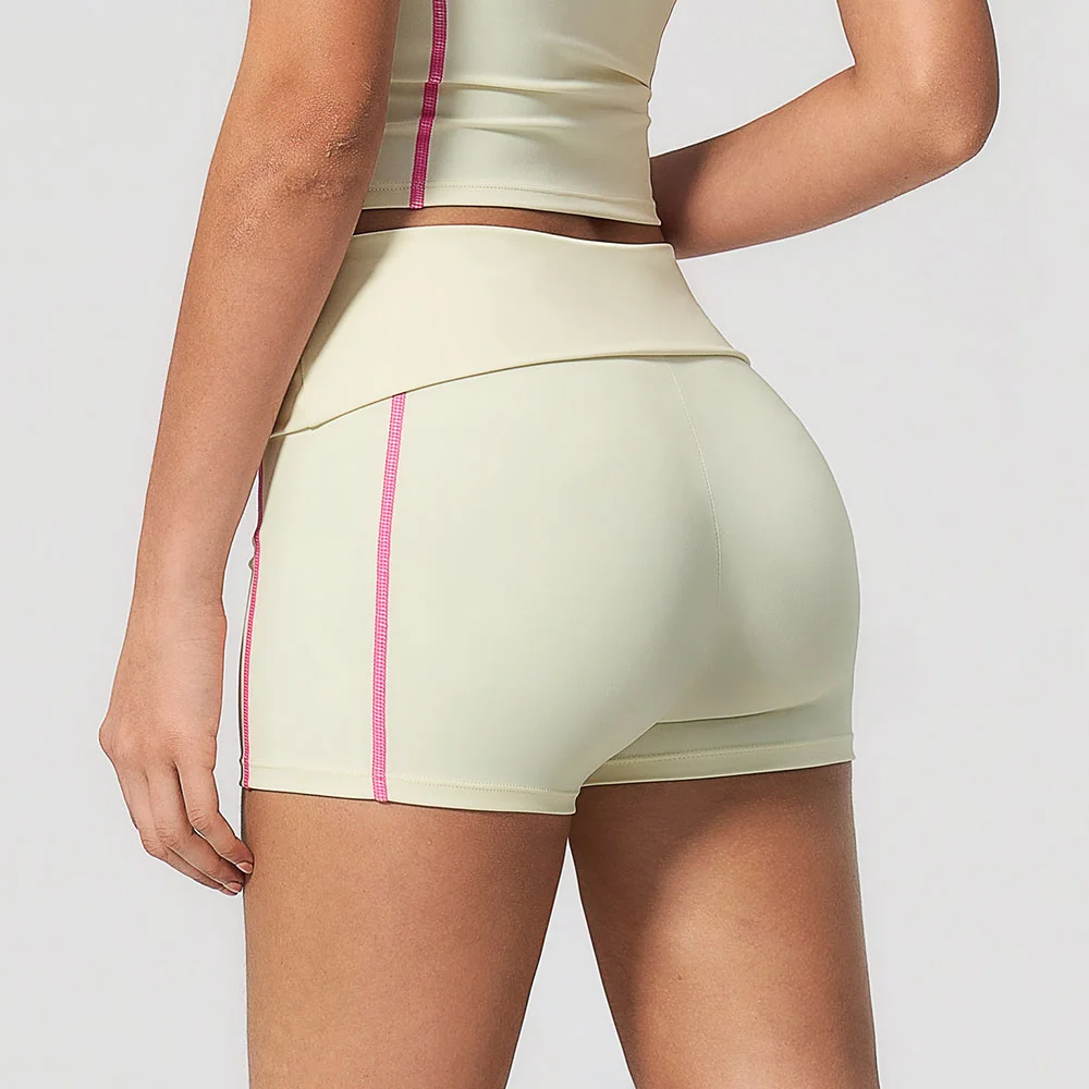 Flip Waist Yoga Slim Short Women Sports Biker Shorts Gym Push Up Fitness Leggings Women Sports Fold Over High Waist Yoga Shorts
