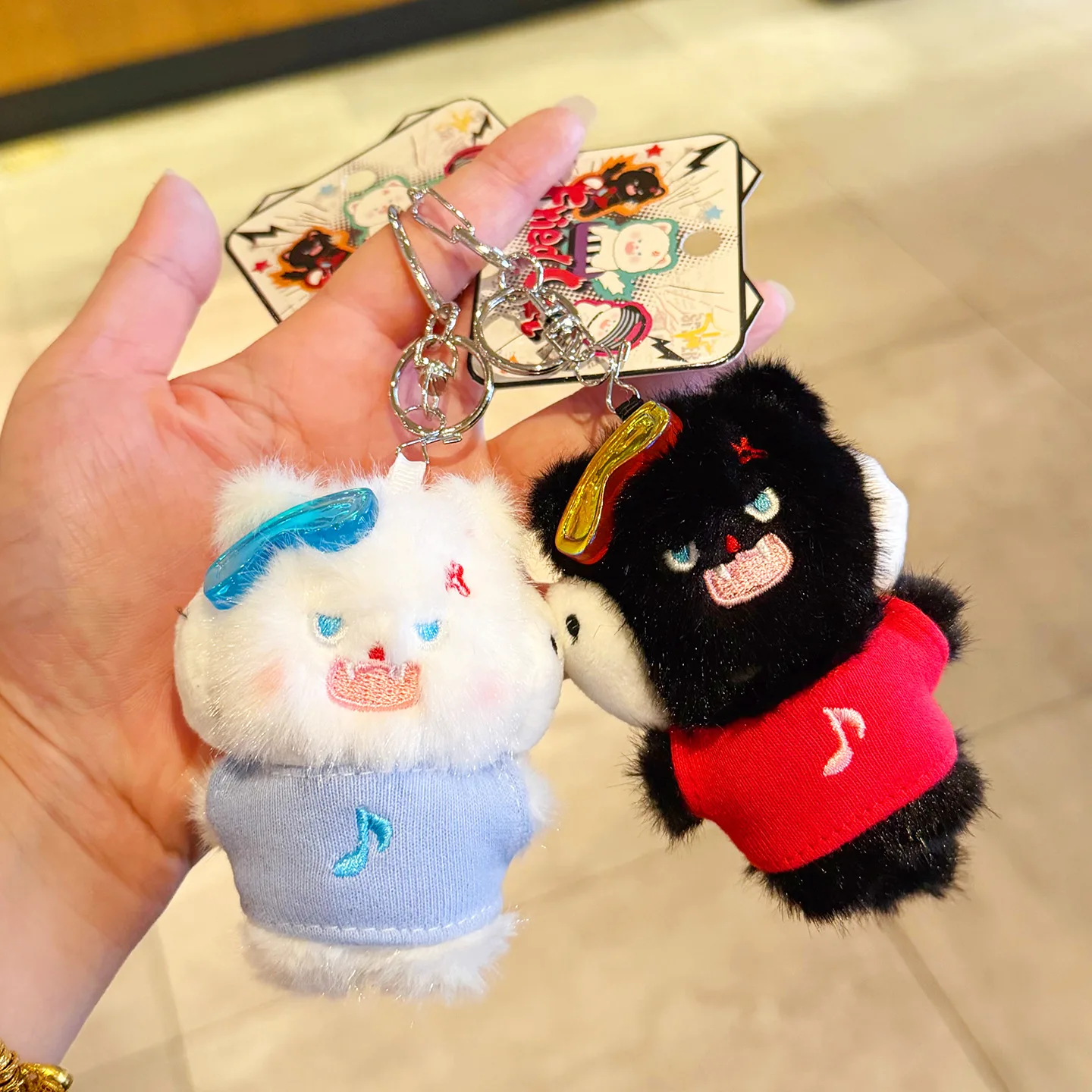 Original Fluffy Cat Keychain - Soft Piano Kitten Plush Doll Backpack Hanging Accessory Cute Niche Phone Chain