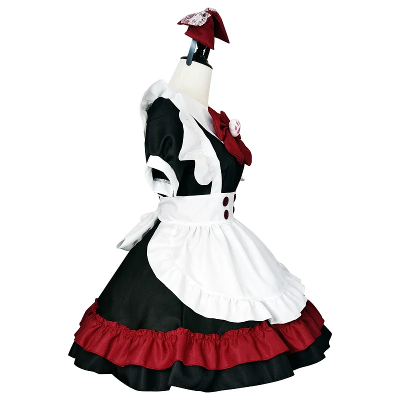 Women Maid Outfit Anime Long Dress Lolita Women Black Red Animation Show Little Evil Maid Role Play Outfits Sexy Lingerie Dress