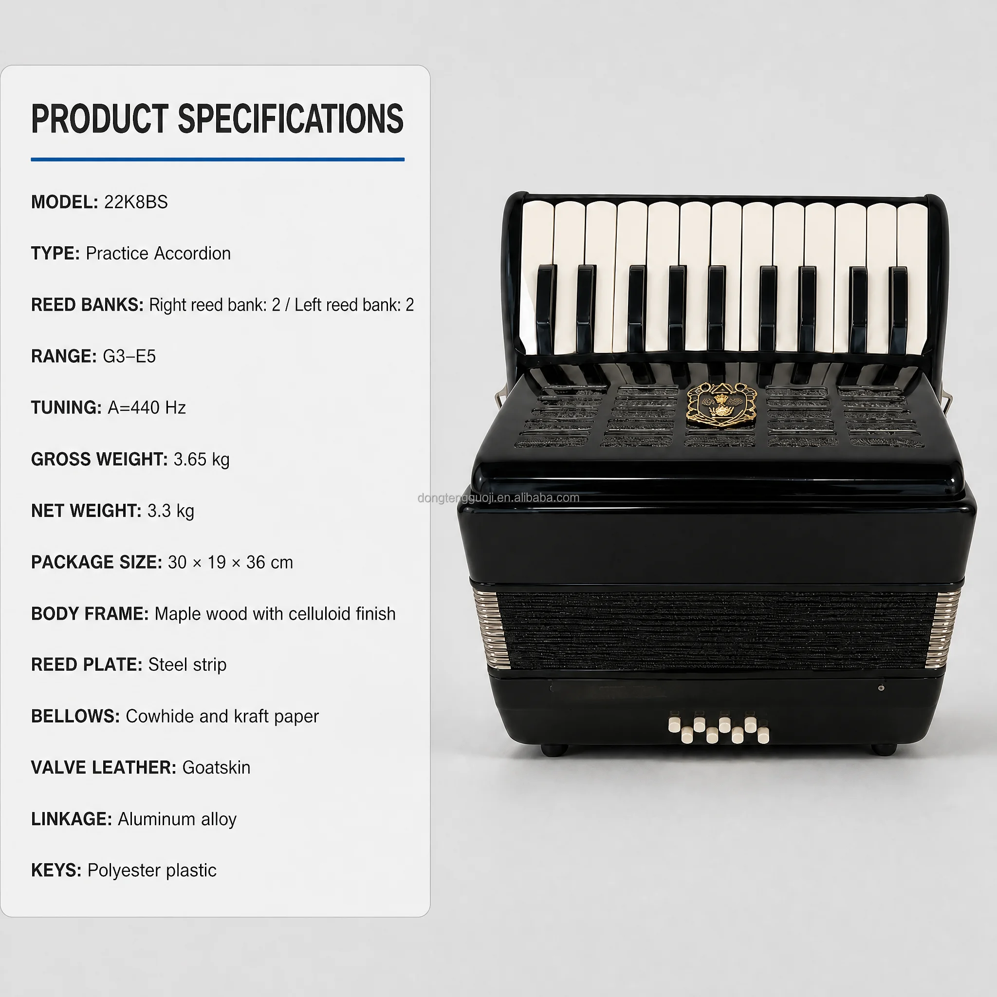 Wholesale 22 Key 8 Bass Accordion Musical Instrument For Kids Beginner Practice Performance OEM Custom Available