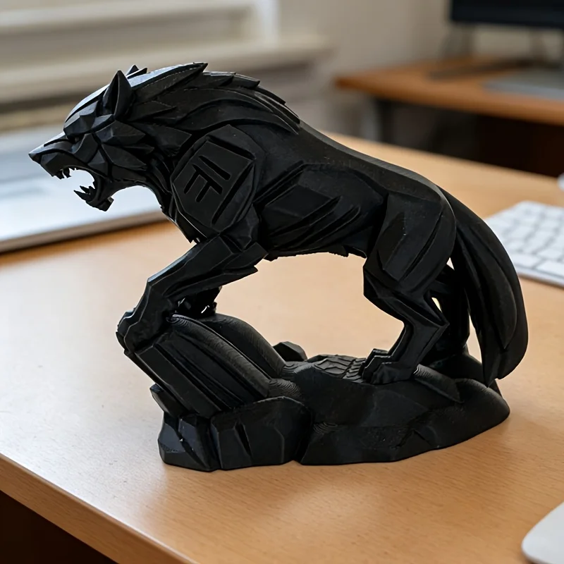 1-Piece Wolf Warrior Figurine 3D Printed Powerful Wolf Warrior Statue Versatile Display Decoration Suitable for Home Bedroom Office Desk Versatile Display Decoration