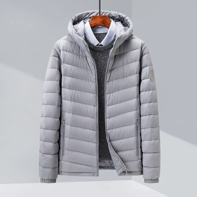 Abrigo ultraligero de plumón de pato blanco para hombre, chaqueta cálida con capucha, impermeable y a prueba de viento, novedad de invierno, 90%,