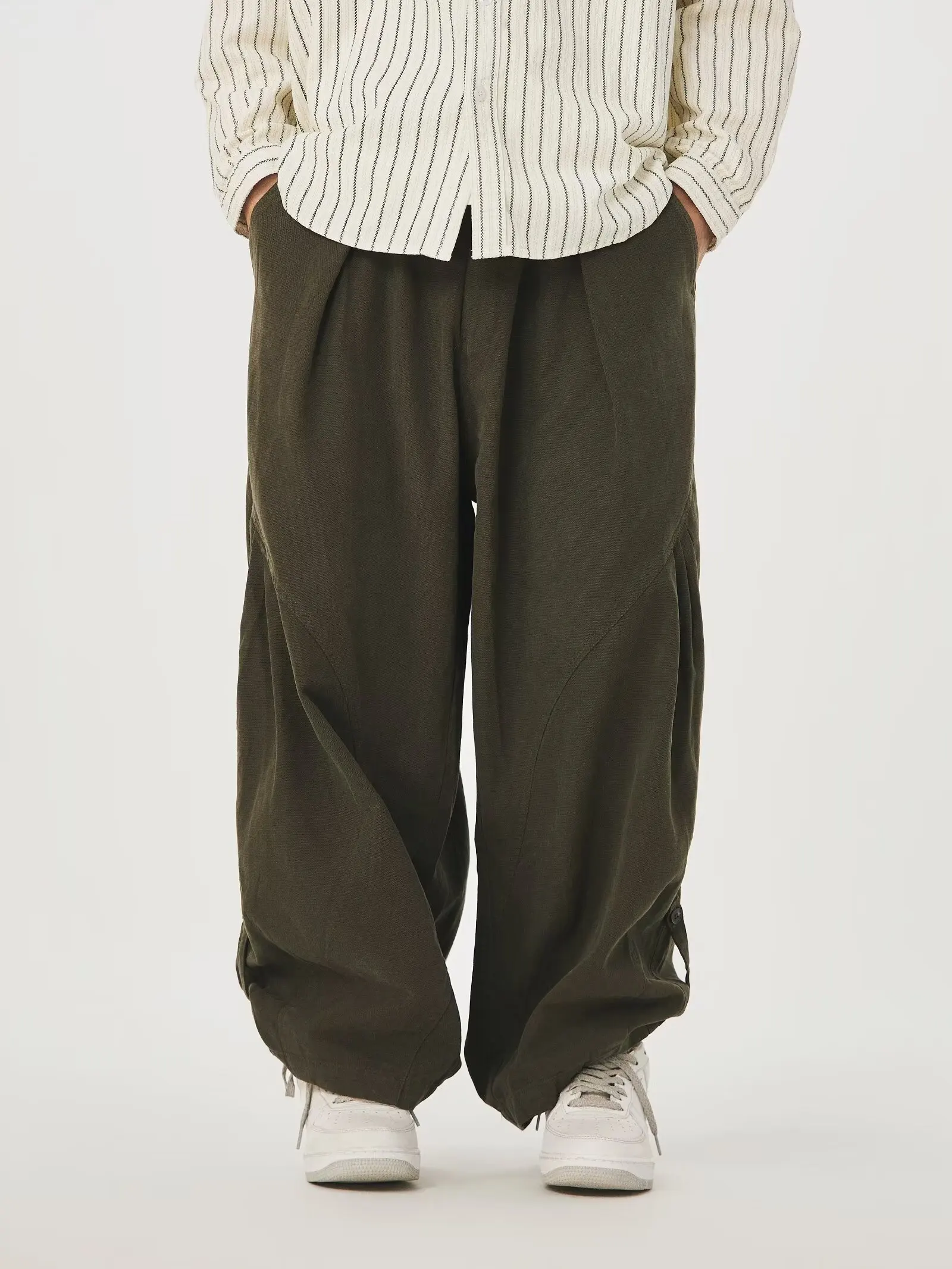 

Japanese Sle Casual Pants Men's Loose Wide Leg Straight Cut Ins Sle Retro Trendy Pleated Workwear Long Trousers