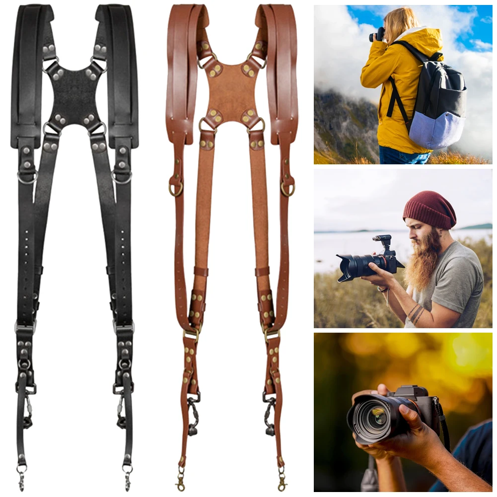 Leather Camera Strap Adjustable Leather Camera Shoulder Belt Portable Outdoor Photography Equipment