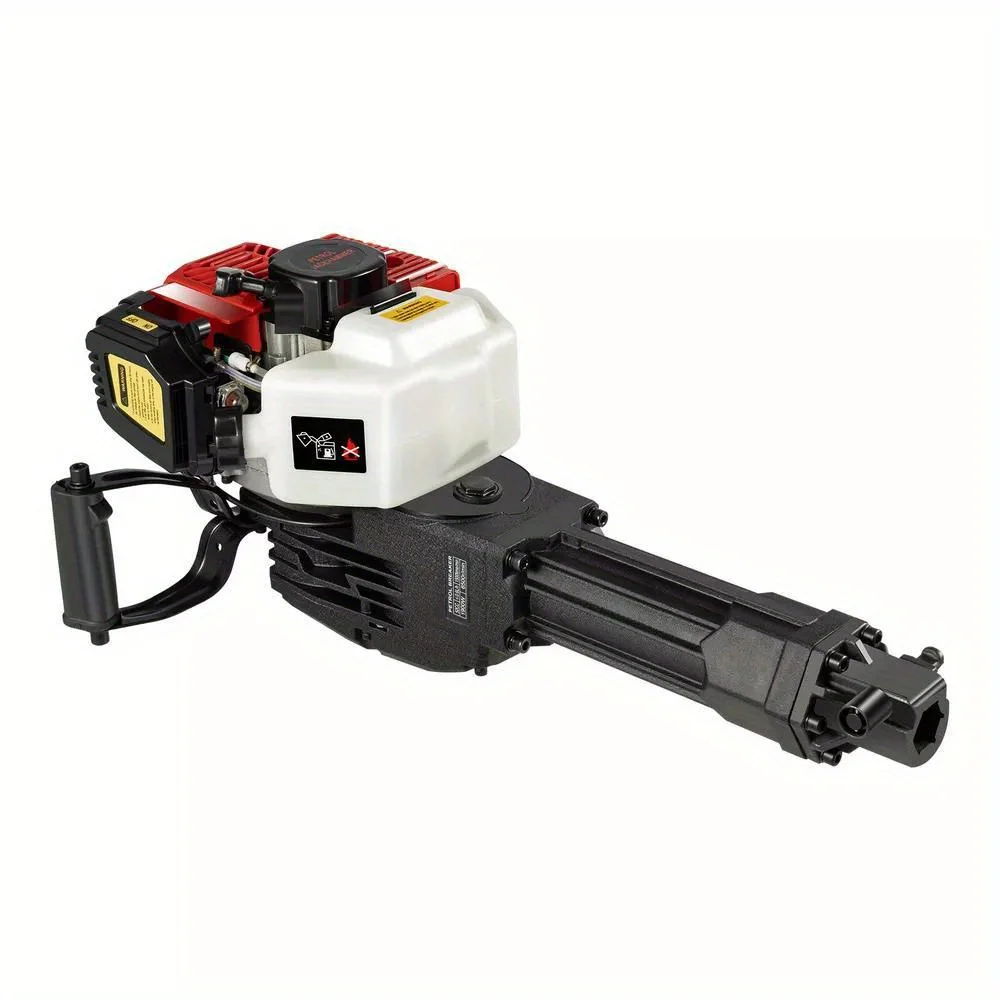 Professional 52cc Concrete Demolition Hammer - Gas-Powered Breaker Kit w/ 2 Heavy-Duty Chisels