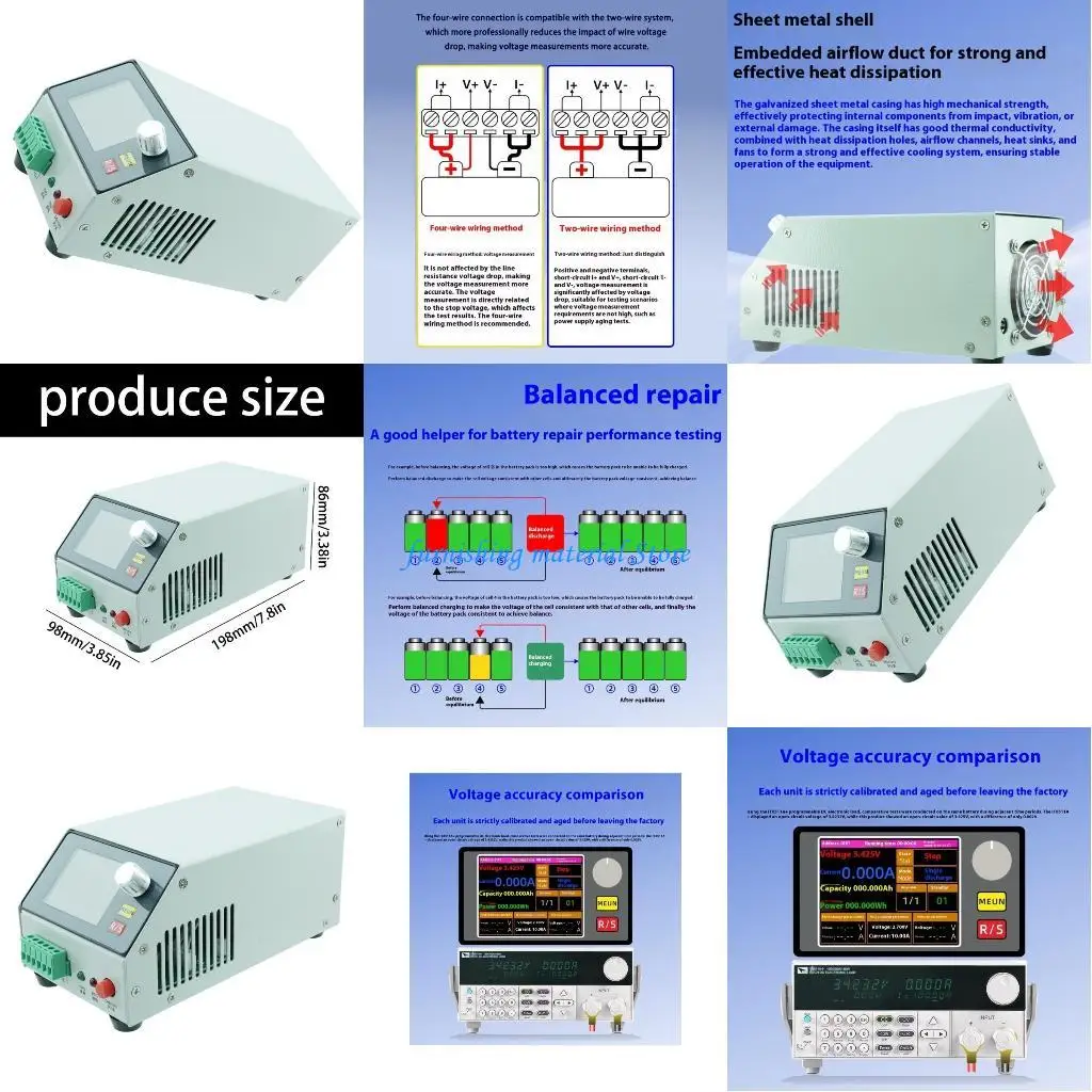 

Y5GD Multifunction Battery Capacity Measuring Instrument 22V 10A Battery Tester Color Screen Load Capacity Tester Meter