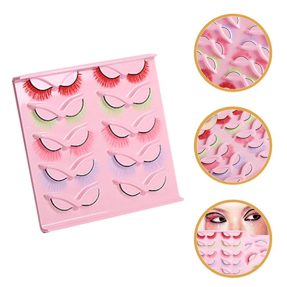 10 paia di ciglia finte colorate facili da applicare rimuovere le ciglia finte per le donne kit di trucco di moda accessorio per prestazioni in discoteca per feste