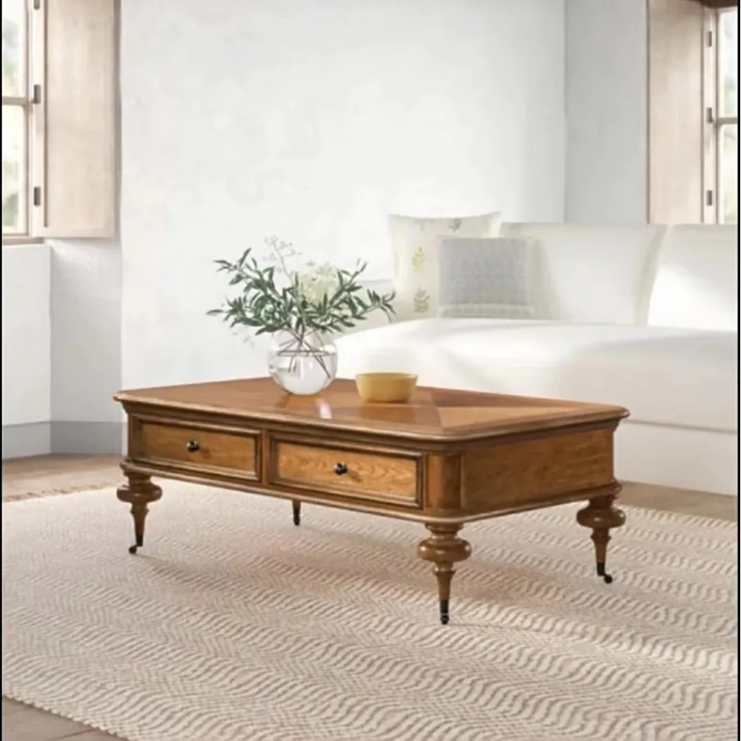 Solid wood parquet coffee table drawer coffee table household small tea table living room furniture