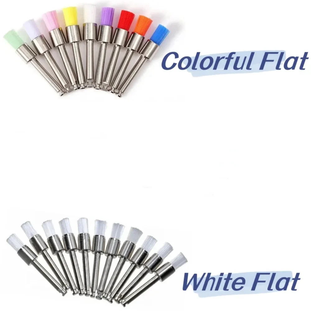 100pcs Dental Prophy Brush, Disposable Flat Nylon Polishing Brush, Teeth Whitening Cleaning Tools, Dental Consumables Material