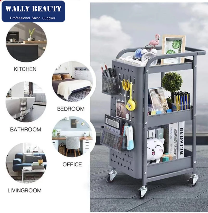 Beauty Salon Tools Trolley Gray Hairdressing Cart Organizer Multi-function Trolley Cart