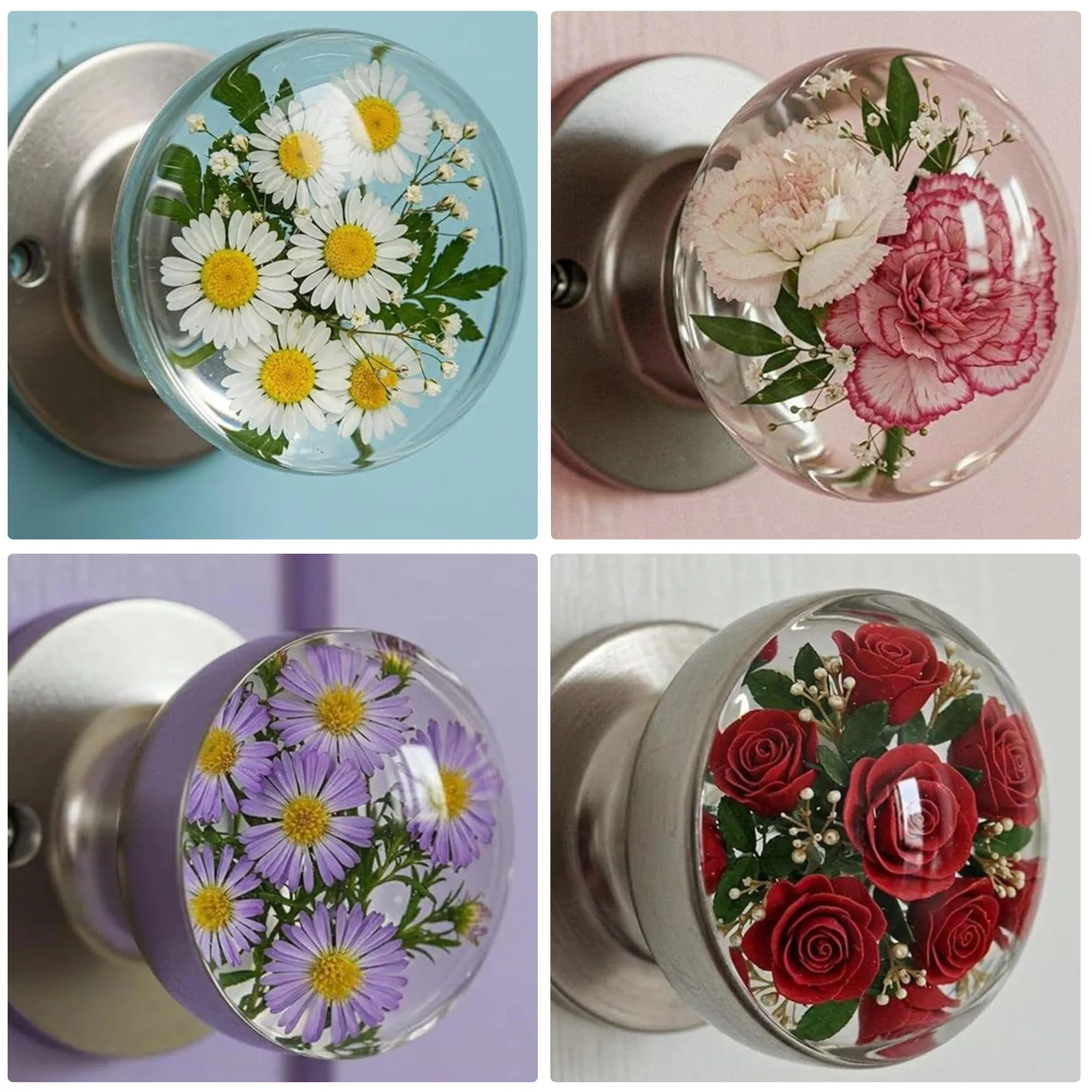 مقبض باب مصنوع يدويًا من الراتنج مع زخرفة من الخرز الزجاجي - مقبض زخرفي فريد من نوعه، سهل التركيب، مناسب لغرفة النوم وغرفة المعيشة #1