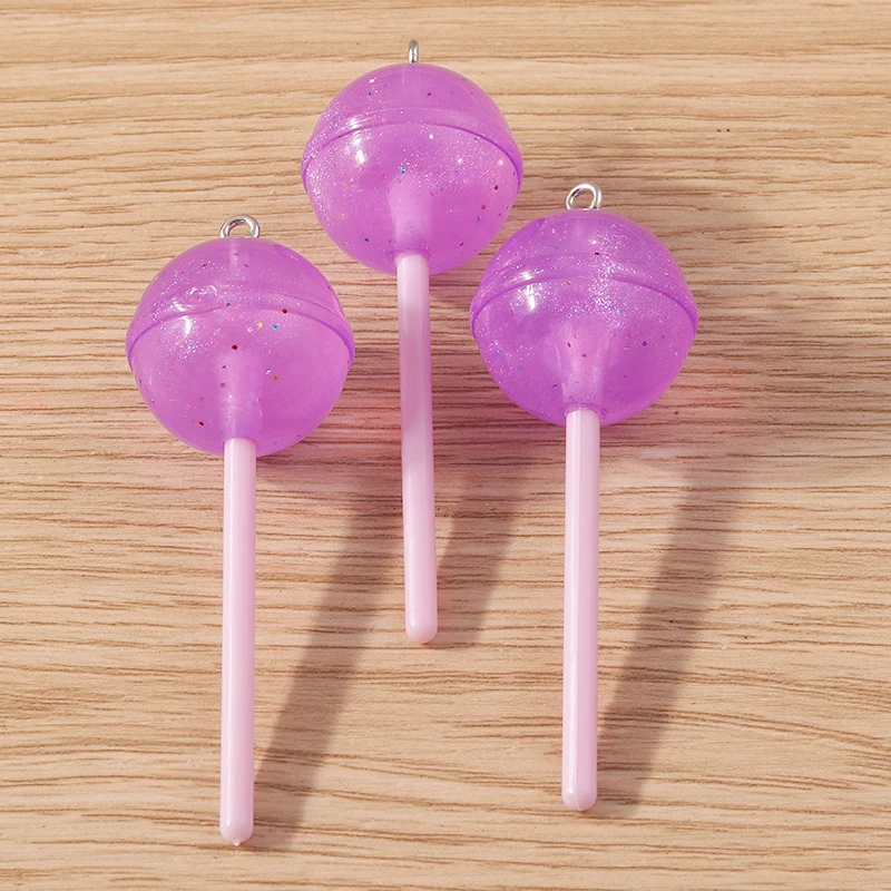 10 Stück gemischte, niedliche 3D-Harz-Lollipop-Anhänger für die Schmuckherstellung, Ohrhänger, Halsketten, Schlüsselanhänger, DIY-Bastelzubehör ﻿ – Detail 6