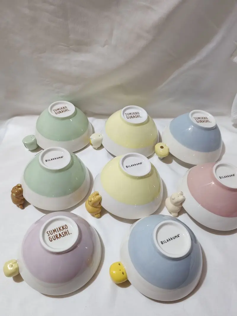 Cartoon Ceramic Bowl Corner Biologic Animal Rice Bowl Rilakkuma Doll 3d Rice Bowl Toy Collectible Figure Kitchen Diningware