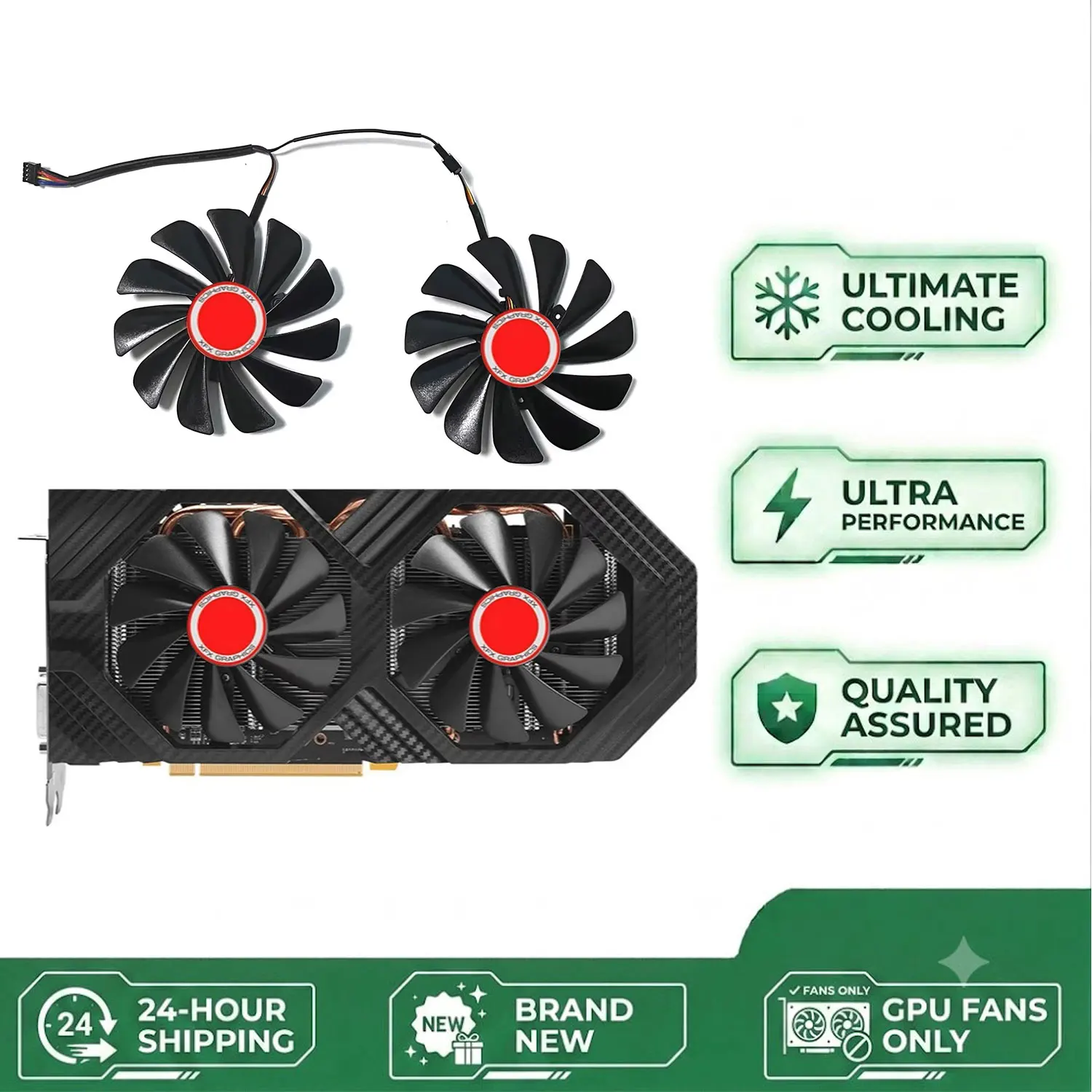FDC10U12S9-C CF1010U12S CF9010H12S DC 12V 0.35A XFX RX580 GPU Radiator FanFor XFX RX 590 580 570 Graphics Card Cooling