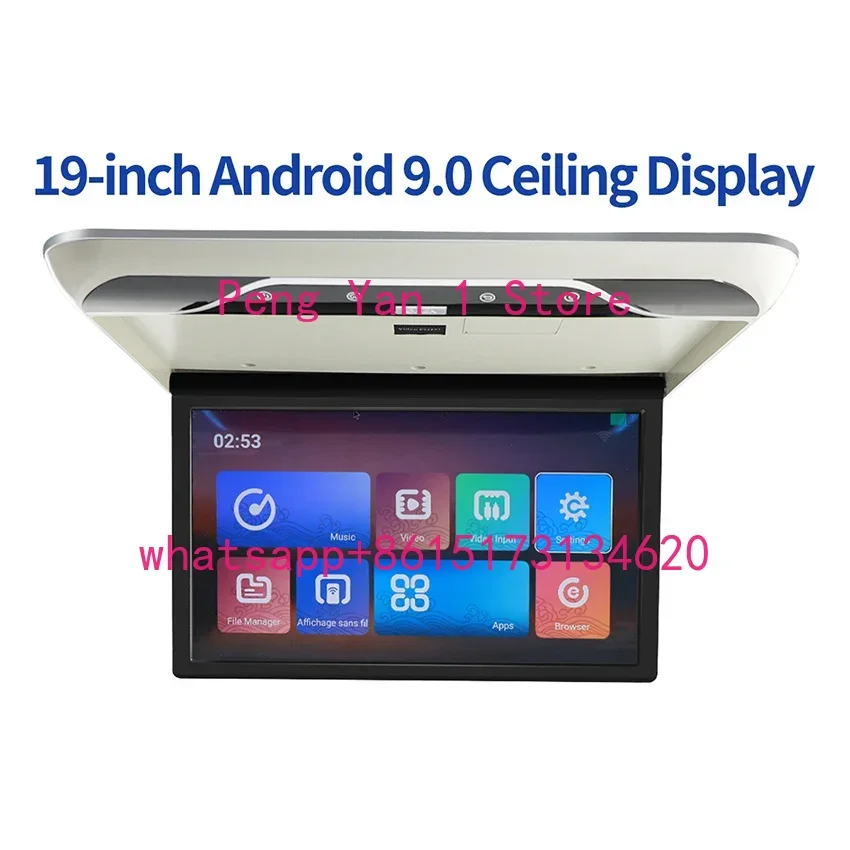 19 Inch 4K Multimedia Video Player Car Monitor Android 1080P Ceiling TV Roof Mount Display Support FM/WIFI/USB/TF