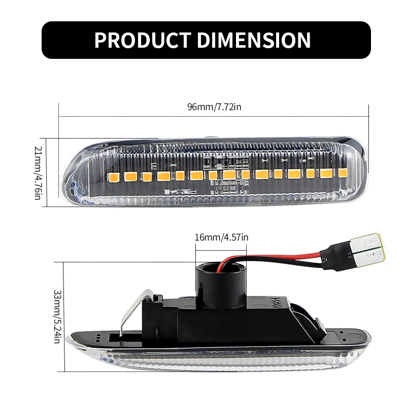 2 قطعة لسيارات BMW 3 Series E46 سيدان/صالون 12/كوبيه 06/قابلة للتحويل 12/E46 عربة سيارة LED أضواء العلامات الجانبية مصابيح إشارة الانعطاف الديناميكية