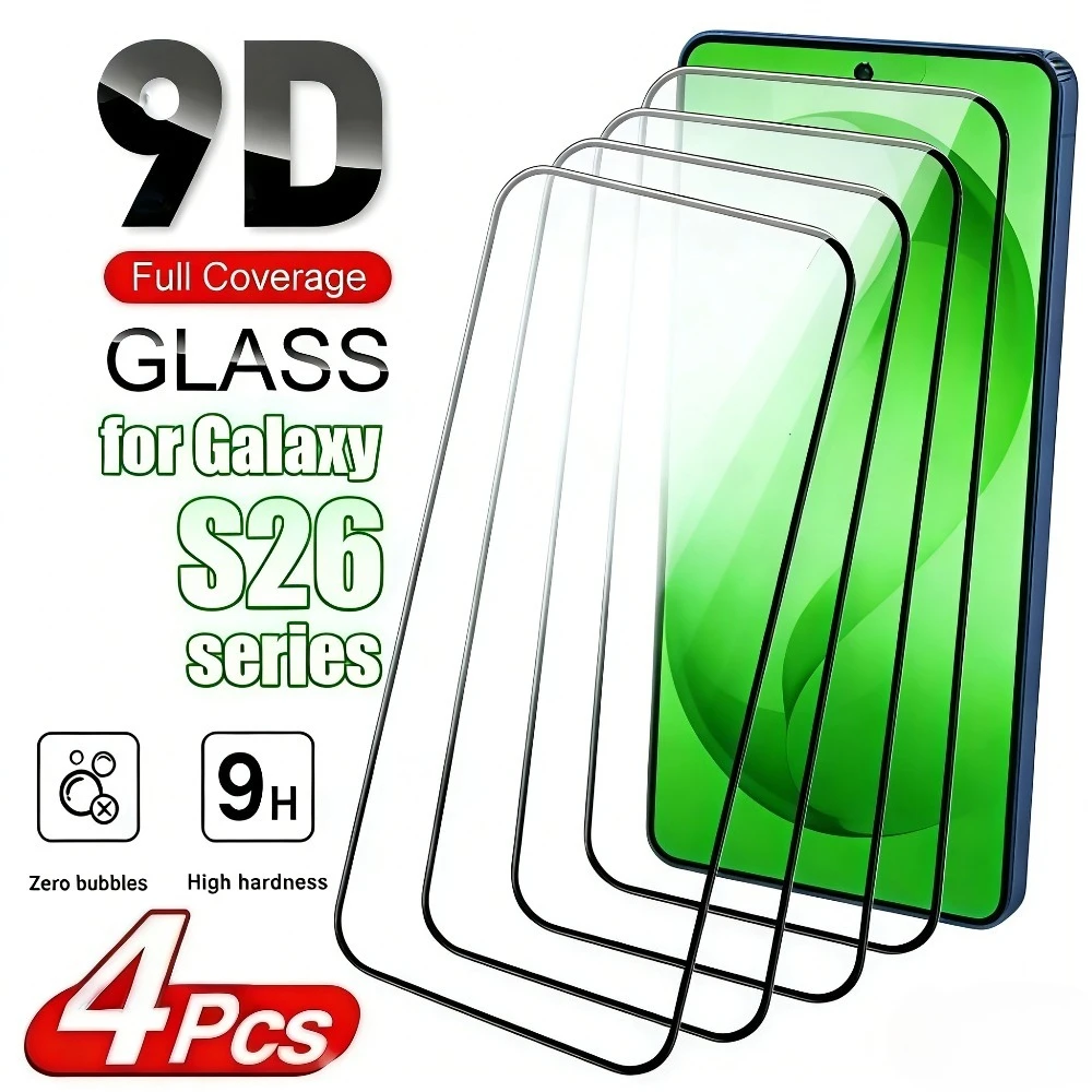 

4Pcs Full Cover Tempered Glass for Samsung Galaxy S26 S25 S24 Ultra S23 S22 S21 Plus S25 S24 FE Anti-Scratch Screen Protector