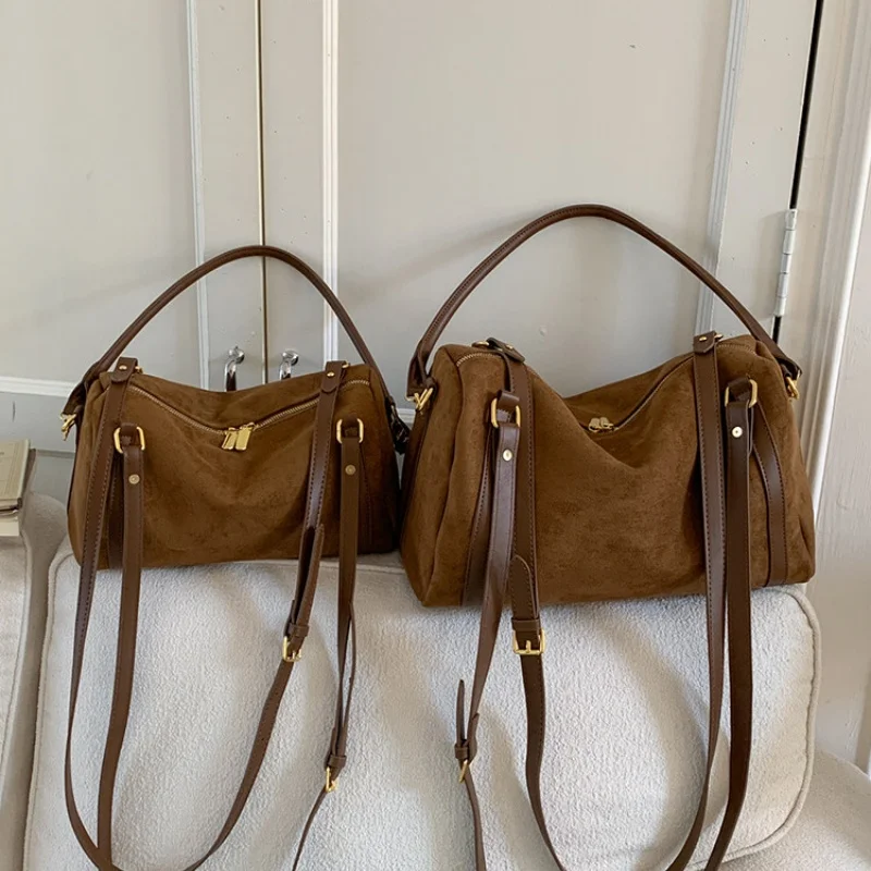 

Стильная ретро-сумка для женщин 2026 года: новая текстурированная сумка через плечо с большой вместимостью, сумка-тоут для поездок на работу