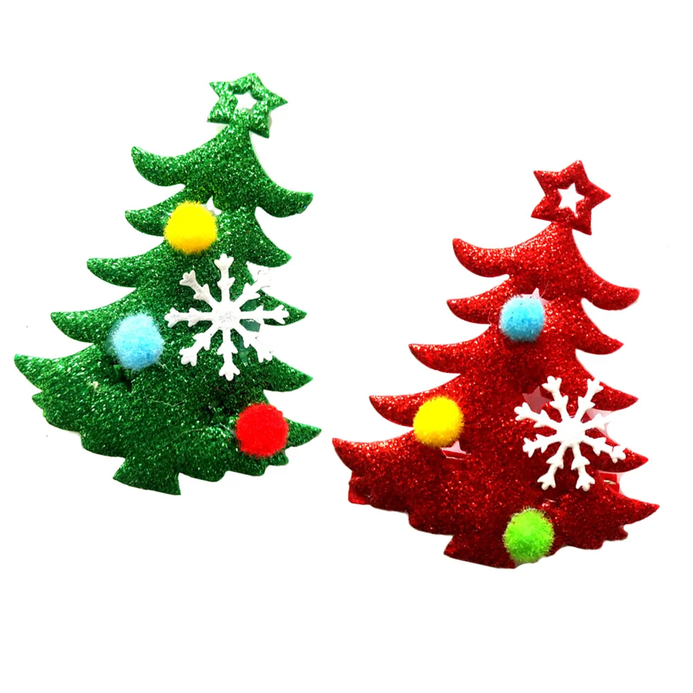 

10Pcs Christmas Tree Shape Pet Hair Clips for Dogs Cats Durable Metal Plastic Bowknot Barrette Lovely Headwear