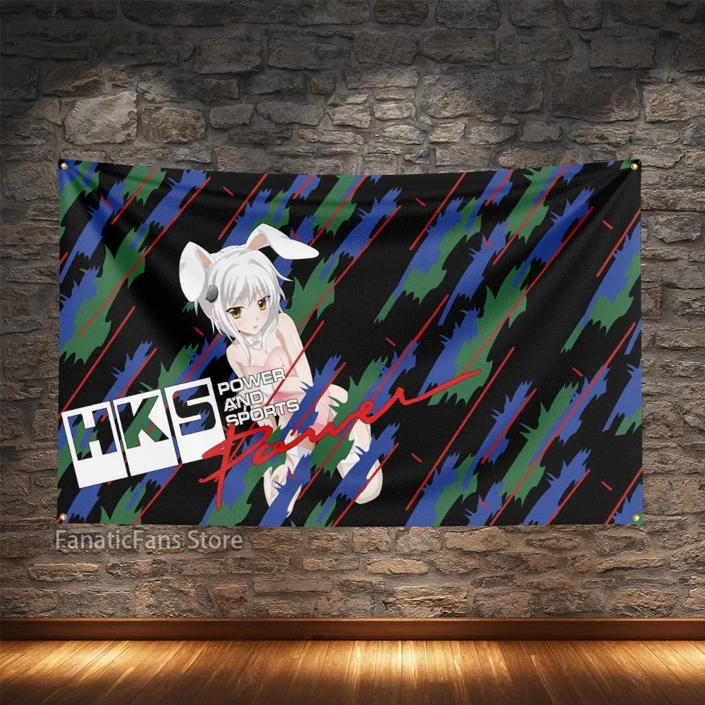 HKS Car Flag Polyester Digital Printing Cars Flagge Banner For Decoration