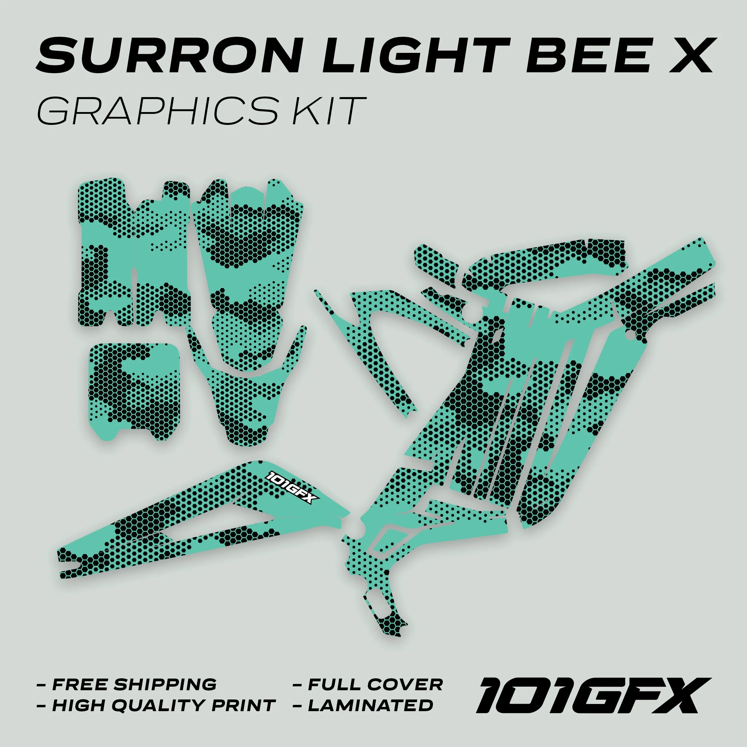 Graphics Kit HEXOCAM MINT Stickers  Honeycomb Cams Camouflage Hexagon Style Laminated  L1E eBike Emoto For Surron Light Bee X