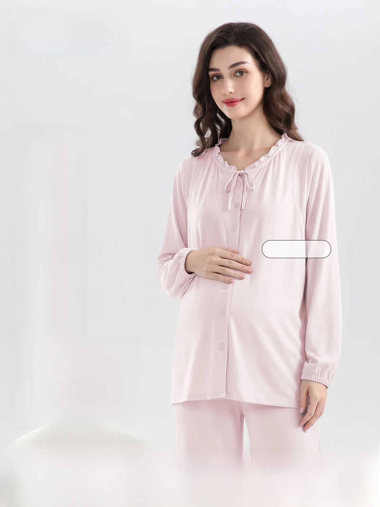 pure-cotton-maternity-sleepwear-with-chest-pad-postpartum-nursing-home-clothes-spring-autumn-pregnant-women's-nightgown
