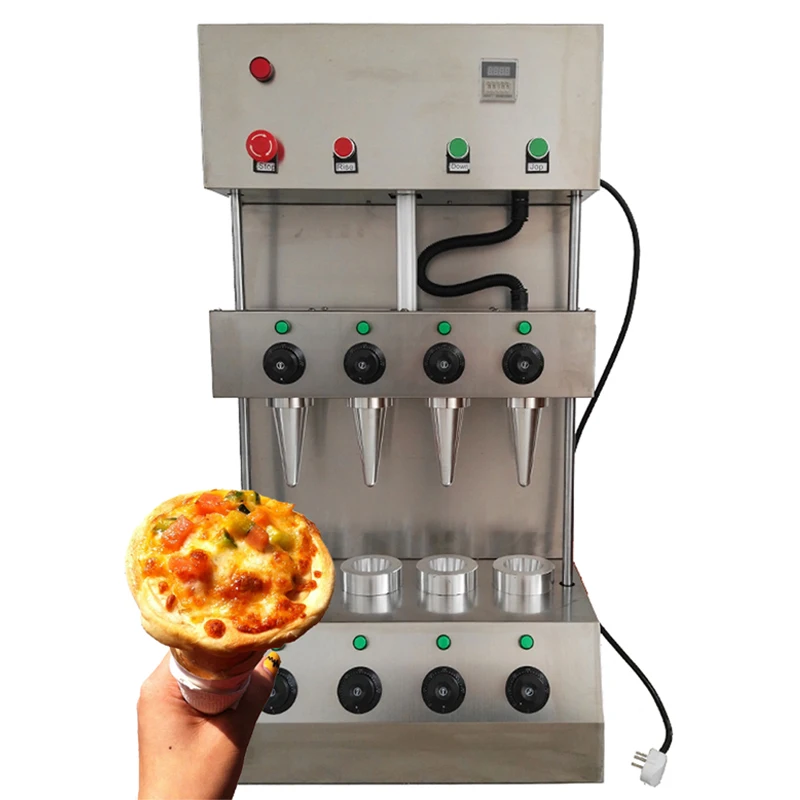 

Stainless Steel Egg Roll Pizza Cone Machine Commercial 4 Cone Pizza Making Machine