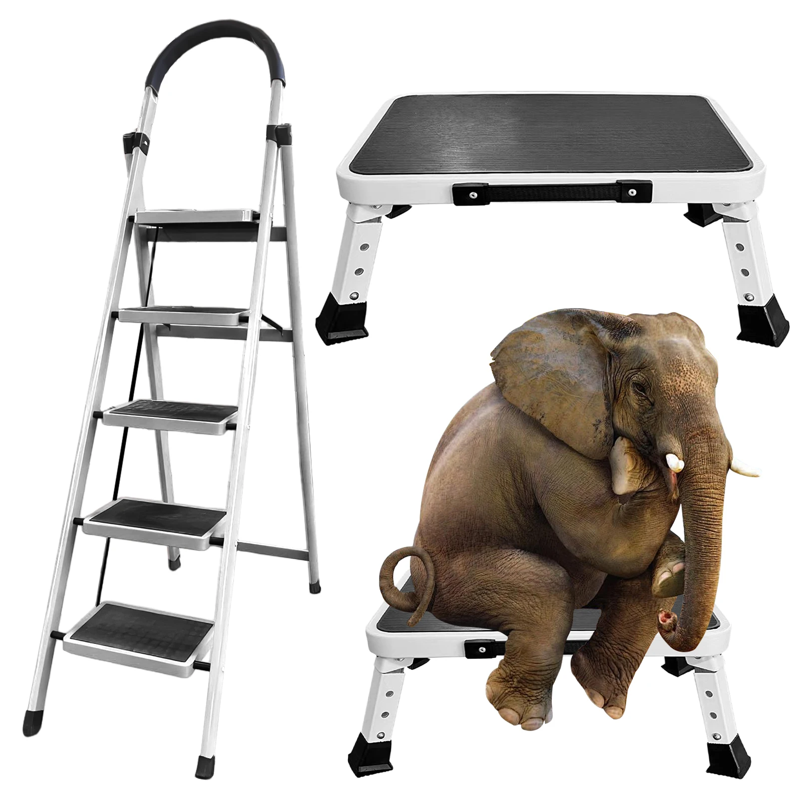 1 خطوة قابلة للطي الثقيلة سلم مع دواسة واسعة المضادة للانزلاق خطوة البراز خفيفة الوزن خطوة البراز لتخزين المرآب المنزلية