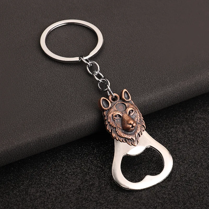 Animal Bottle Opener Keychain Vintage Bronze Metal Beer Opener Keyring Men Portable Mini Car Keychain Pendant Gift for Friends
